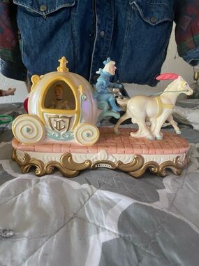 Porcelain Fairy Tale Carriage Figurine in Pink, Cream & Gold